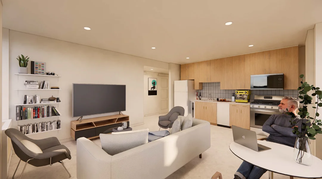 harlow apartment interior rendering